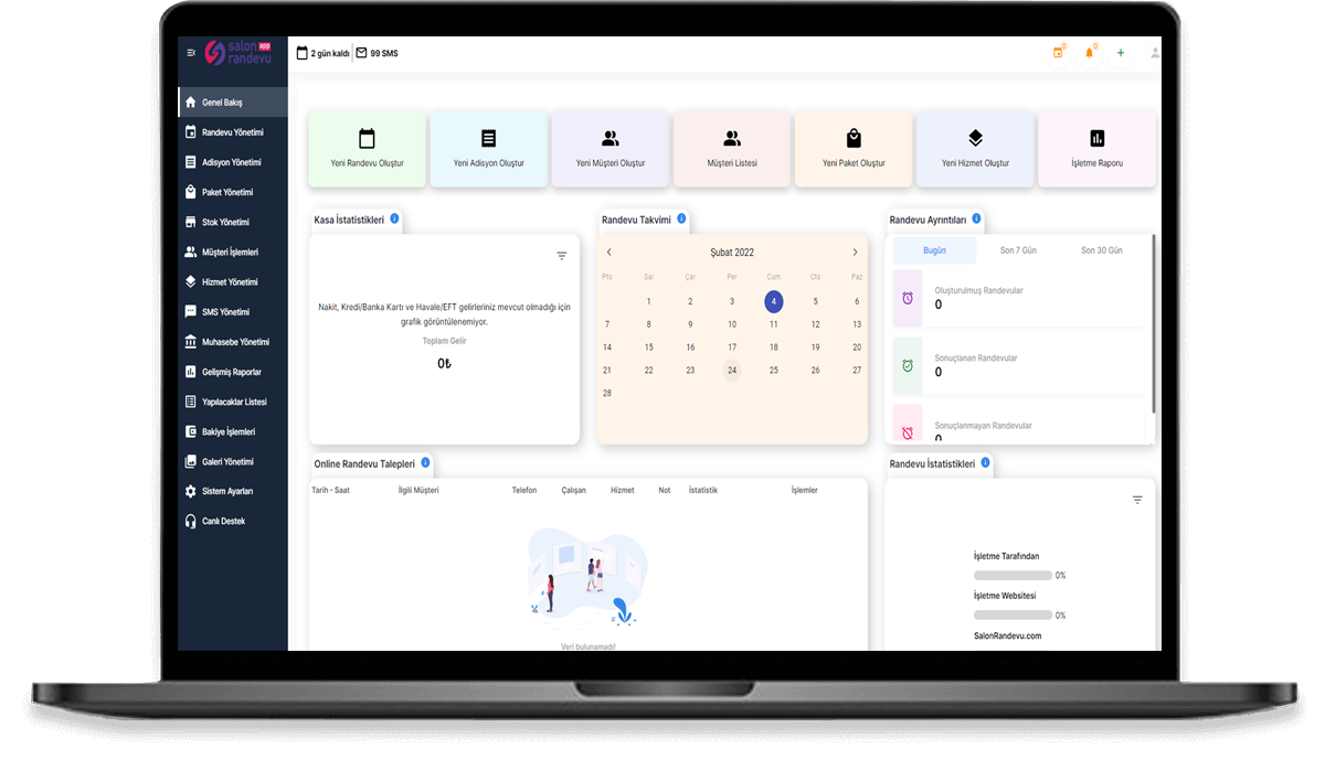 Online randevu sistemi Salon Randevu laptop mockup.