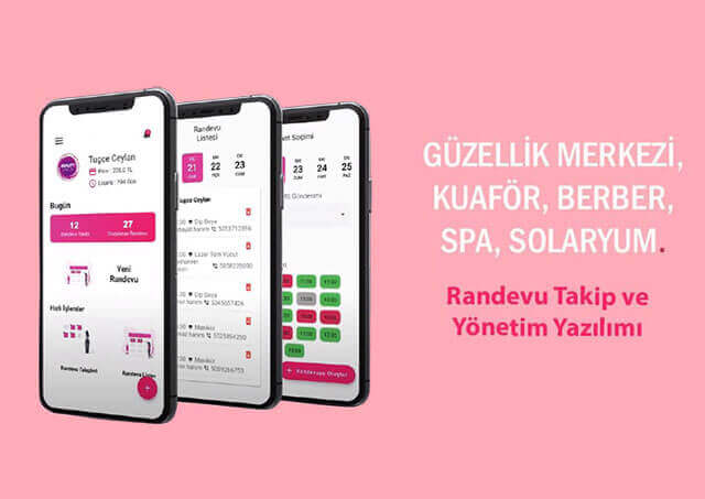 Berber randevu alma Salon Randevu'nun mobil mockupları.