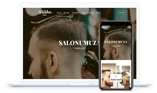 Berber salonu websitesi mockup